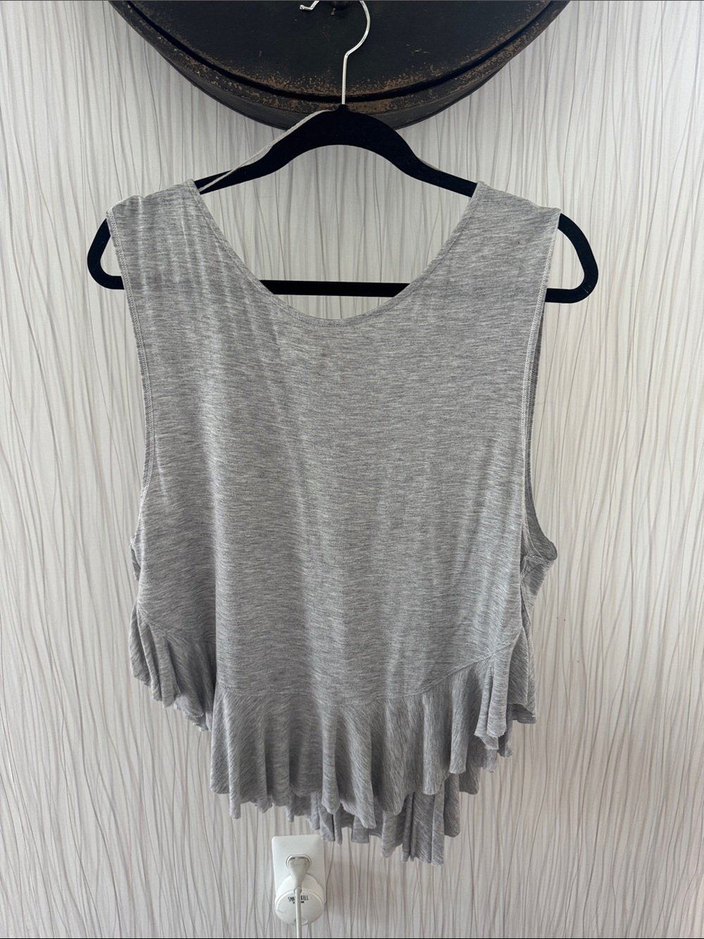 Free People Heather Gray asymmetrical flowing Ruffled Tank Top